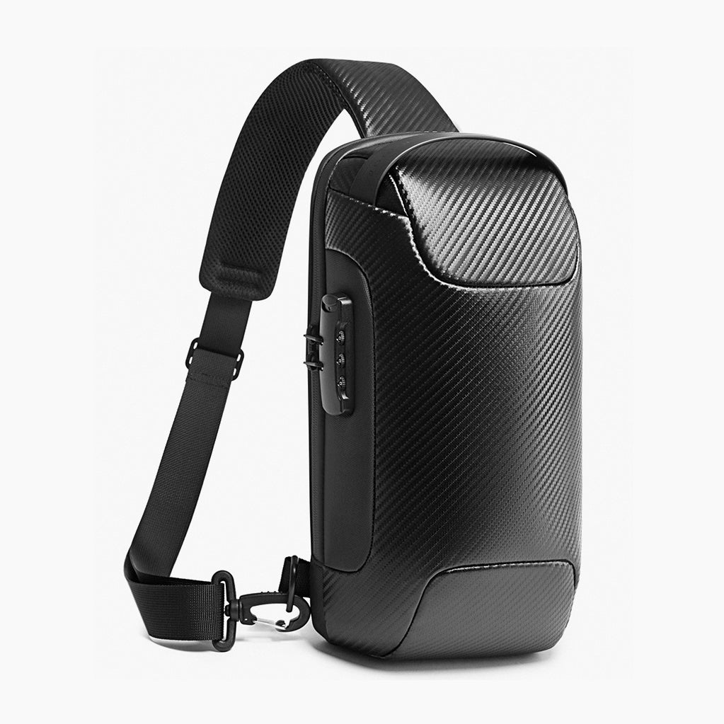 Compact Anti-Theft Crossbody Bag for Daily Use – Secure & Minimalist – Bange Iconic II #color_carbon_black